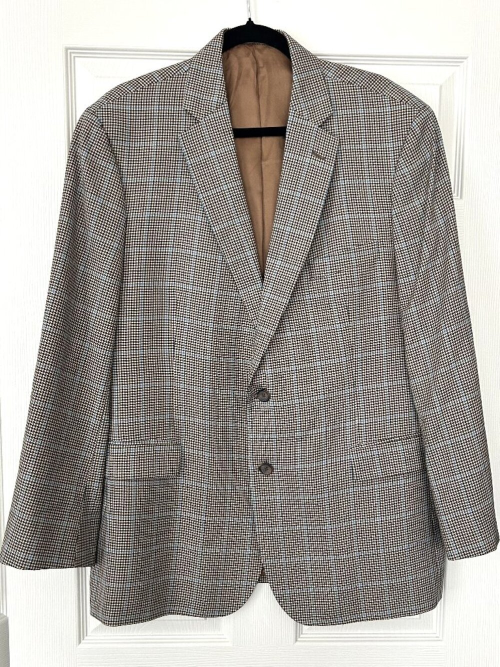 Brooks Brothers 346 Mens 46R Wool Blazer Brown Houndstooth Windowpane Sport Coat